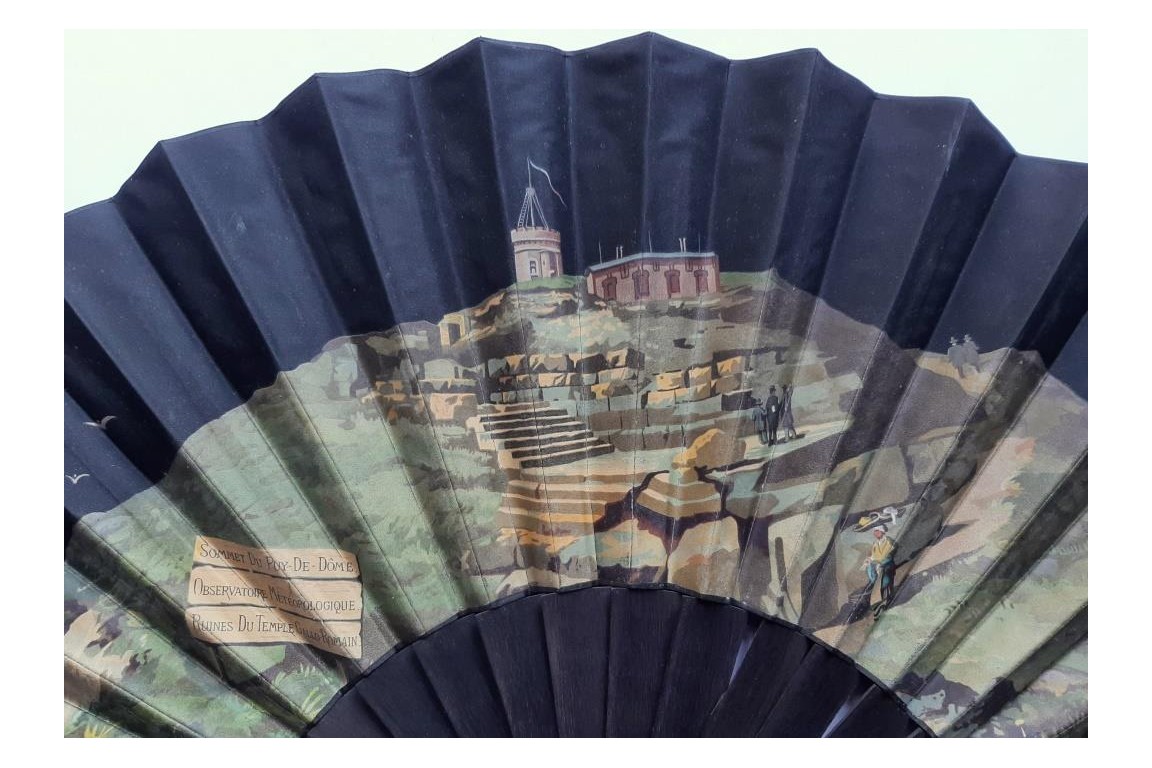 The meteorological observatory of Puy-de-Dome and the Temple of Mercury, fan circa 1880