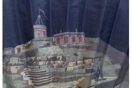 L'observatoire météorologique du Puy-de-Dôme et le temple de Mercure, éventail vers 1880