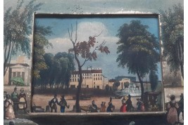 Promenade sur les Grands Boulevards à Paris, écran panorama vers 1820-30