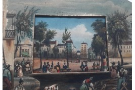 Promenade sur les Grands Boulevards à Paris, écran panorama vers 1820-30