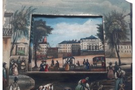 Promenade sur les Grands Boulevards à Paris, écran panorama vers 1820-30