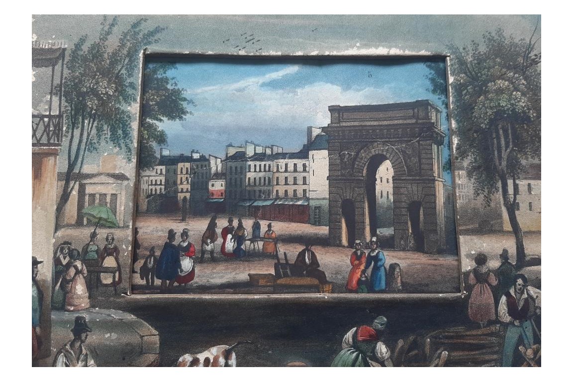 Promenade sur les Grands Boulevards à Paris, écran panorama vers 1820-30