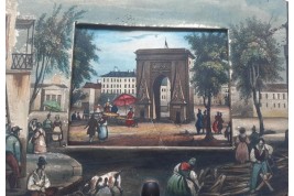 Promenade sur les Grands Boulevards à Paris, écran panorama vers 1820-30