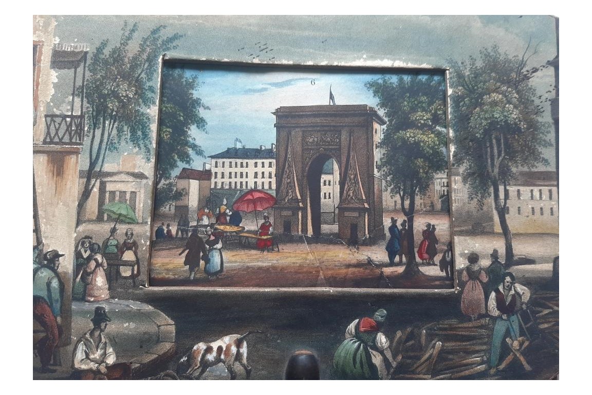 Promenade sur les Grands Boulevards à Paris, écran panorama vers 1820-30