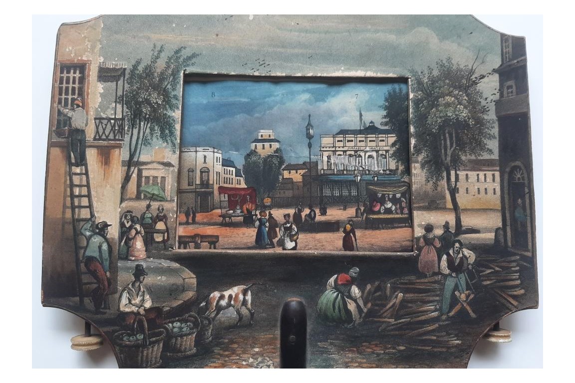 Promenade sur les Grands Boulevards à Paris, écran panorama vers 1820-30