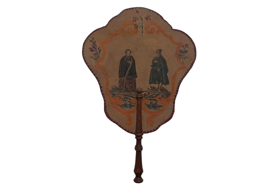 Turkish or Slave couple, fixed fan, 18th century