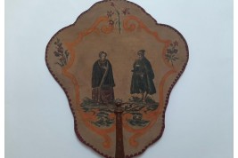 Turkish or Slave couple, fixed fan, 18th century