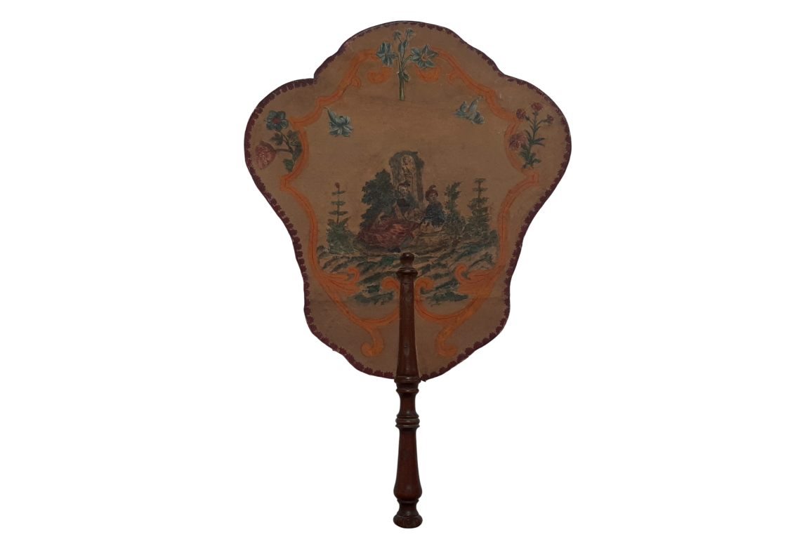 Turkish or Slave couple, fixed fan, 18th century