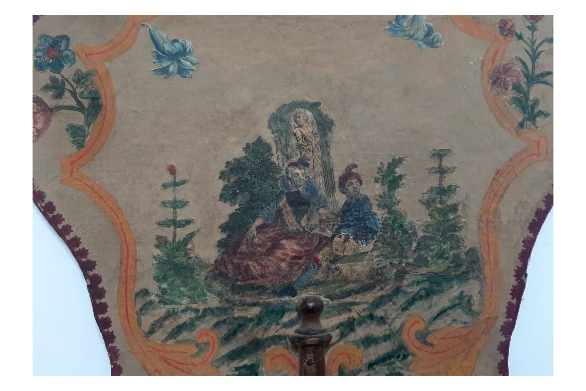 Turkish or Slave couple, fixed fan, 18th century
