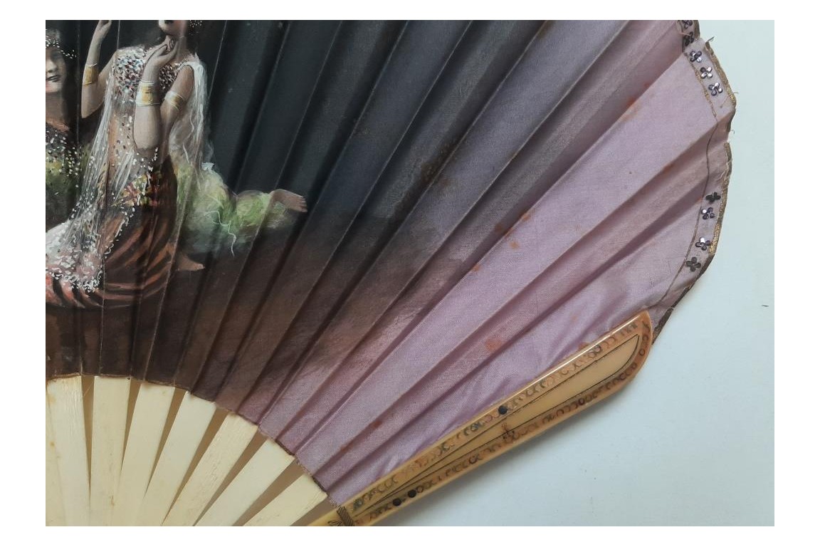 Ottoman beauties with a parrot, fan circa 1900-1930