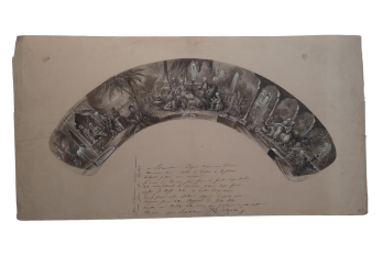 Amorous Turkish scenes, Belleville fan design, circa 1840–50