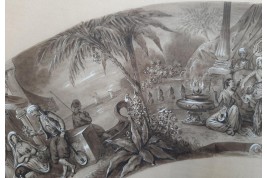 Turqueries amoureuses, projet d'éventail de Belleville, vers 1840-50
