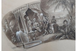 Turqueries amoureuses, projet d'éventail de Belleville, vers 1840-50