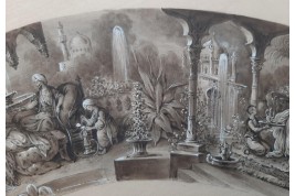 Turqueries amoureuses, projet d'éventail de Belleville, vers 1840-50