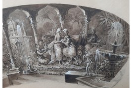 Turqueries amoureuses, projet d'éventail de Belleville, vers 1840-50