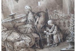 Turqueries amoureuses, projet d'éventail de Belleville, vers 1840-50
