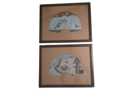 Chasse et séduction persane, feuilles d'éventail de Carlon 1913