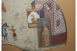Hunting and seduction in Persia, fan leaves by Carlon, 1913