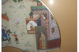 Hunting and seduction in Persia, fan leaves by Carlon, 1913