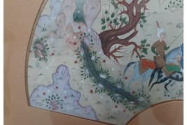 Hunting and seduction in Persia, fan leaves by Carlon, 1913