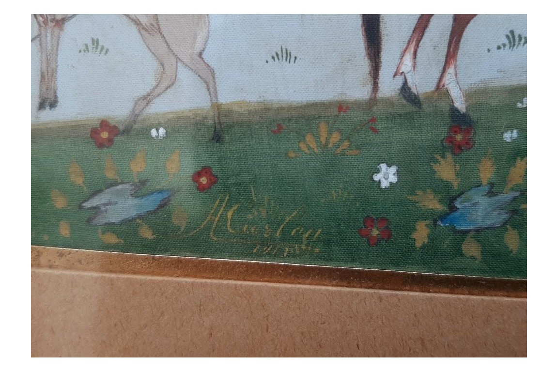 Hunting and seduction in Persia, fan leaves by Carlon, 1913