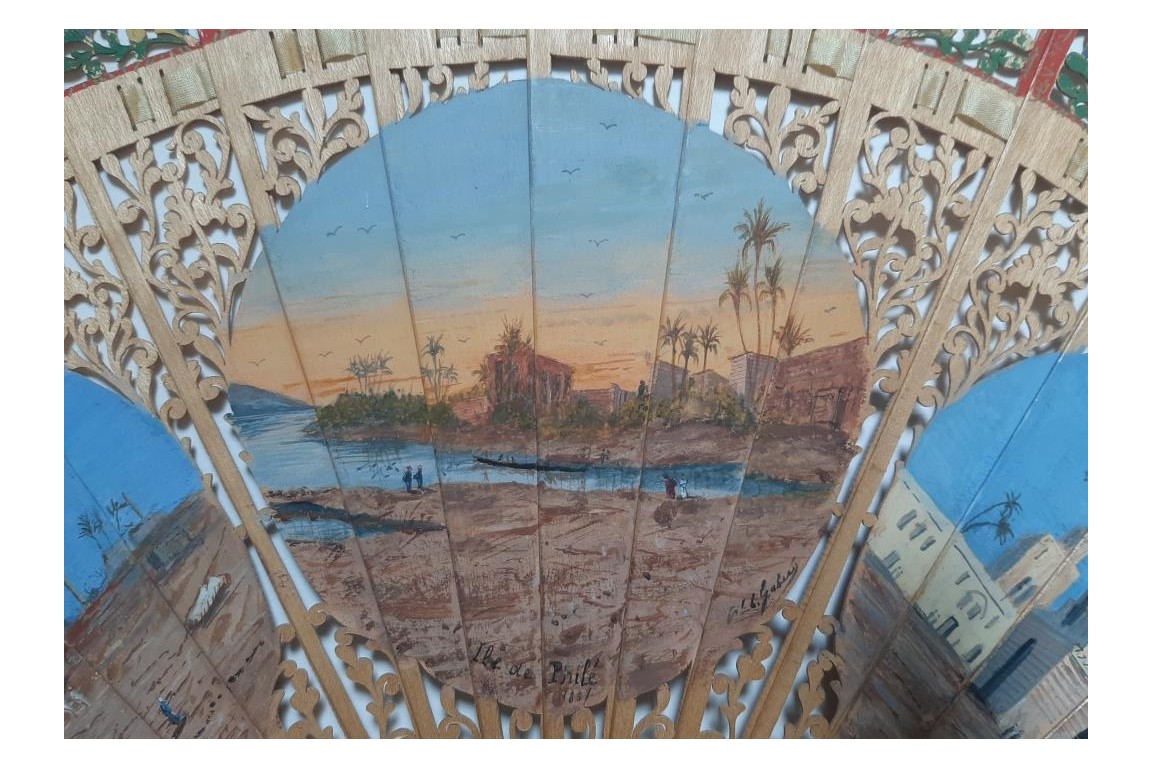 Memories of a trip to Egypt, fan, circa 1867