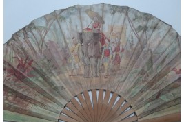 Nawab on an elephant, fan circa 1895-1900