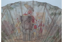 Nawab on an elephant, fan circa 1895-1900