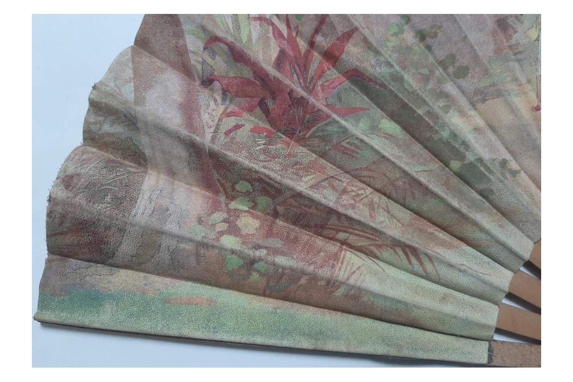 Nawab on an elephant, fan circa 1895-1900