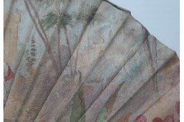 Nawab on an elephant, fan circa 1895-1900