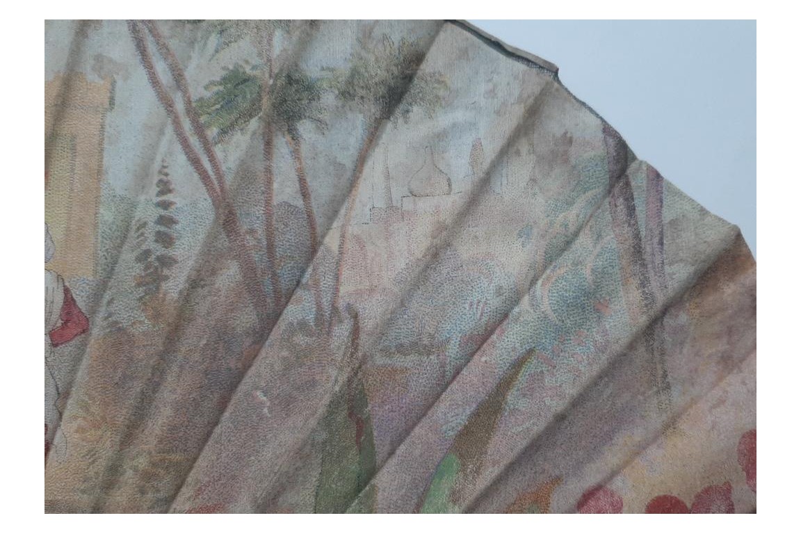 Nawab on an elephant, fan circa 1895-1900