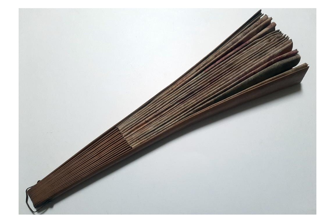 Nawab on an elephant, fan circa 1895-1900