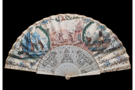 Exotismes en camaïeu, éventail vers 1740-50