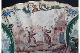 Exotismes en camaïeu, éventail vers 1740-50