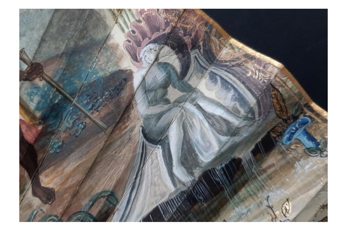 Exotismes en camaïeu, éventail vers 1740-50