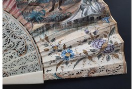 Exotismes en camaïeu, éventail vers 1740-50