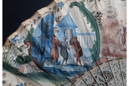 Exotismes en camaïeu, éventail vers 1740-50