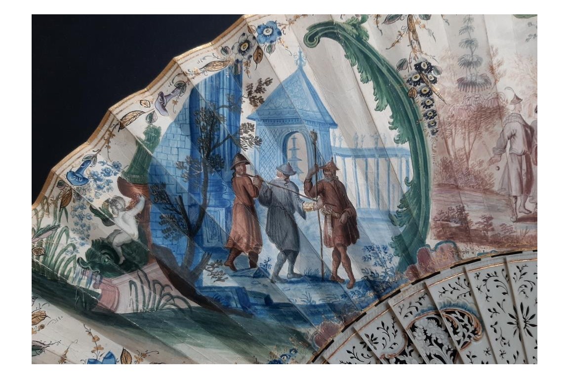 Exoticism in camaieu, fan circa 1740-50