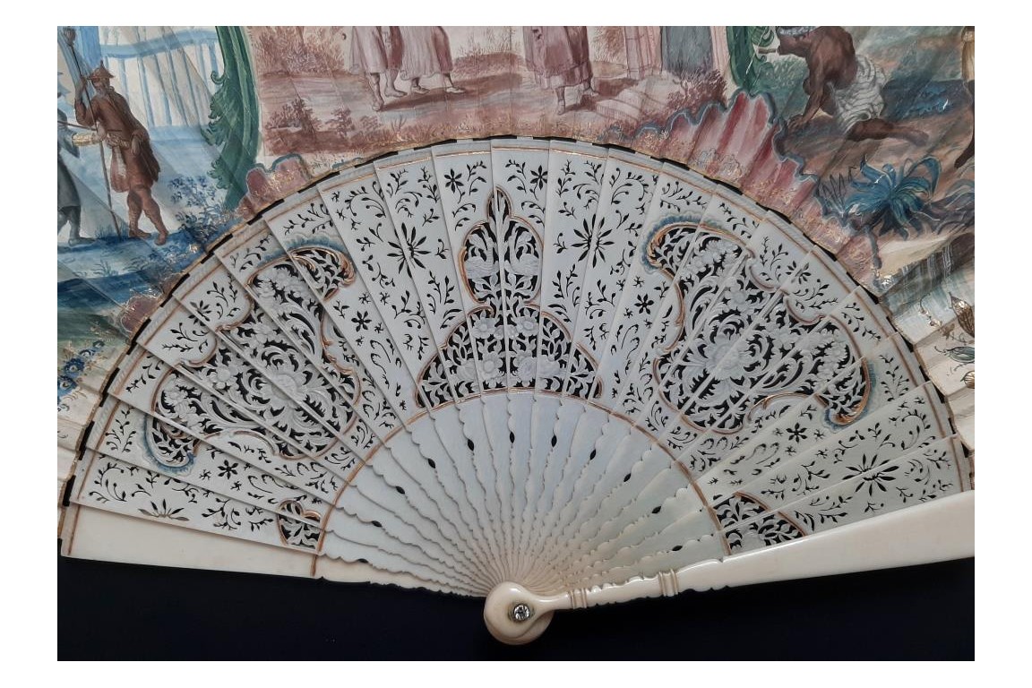 Exoticism in camaieu, fan circa 1740-50