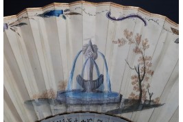 Exotismes en camaïeu, éventail vers 1740-50