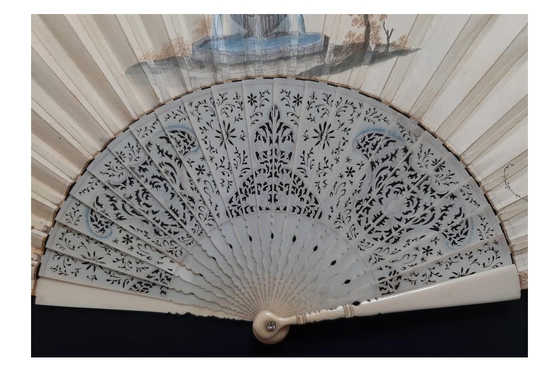Exoticism in camaieu, fan circa 1740-50
