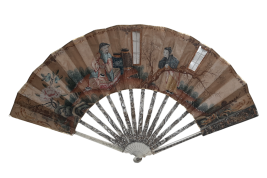 Conversation aux fenêtres, éventail vers 1760-80