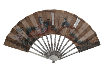 Conversation at the windows, fan circa 1760–80