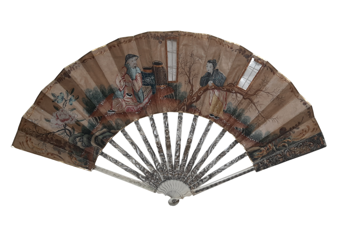 Conversation at the windows, fan circa 1760–80