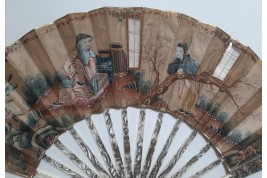Conversation aux fenêtres, éventail vers 1760-80