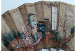 Conversation aux fenêtres, éventail vers 1760-80