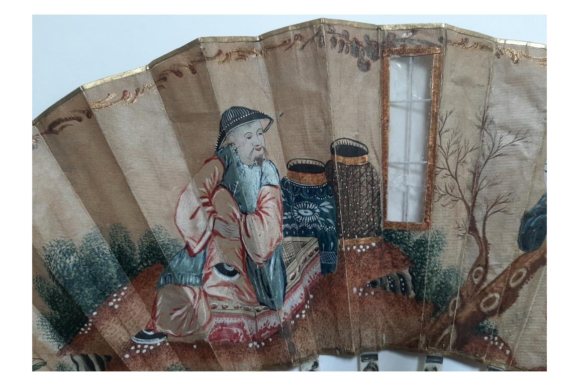 Conversation aux fenêtres, éventail vers 1760-80