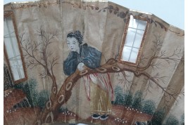 Conversation aux fenêtres, éventail vers 1760-80
