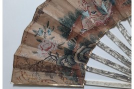 Conversation aux fenêtres, éventail vers 1760-80