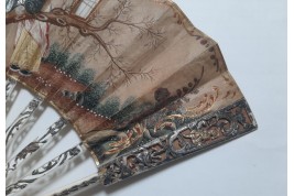 Conversation aux fenêtres, éventail vers 1760-80